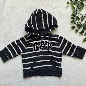 Baby GAP Factory Outlet Hoodie 3-6M | Navy White Striped Zip-Up GUC